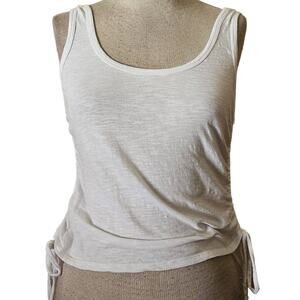 White Cotton Ruched Side Tank Top Size Large